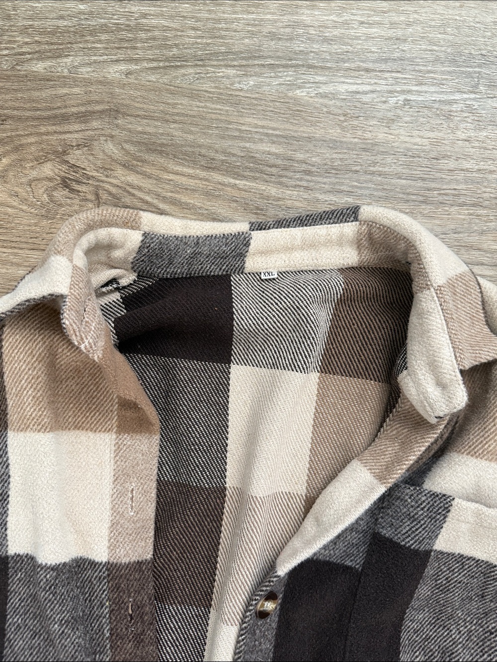 Amazon Women's Plaid Shacket Jacket in Cream, Brown, Black - Picture 2 of 4